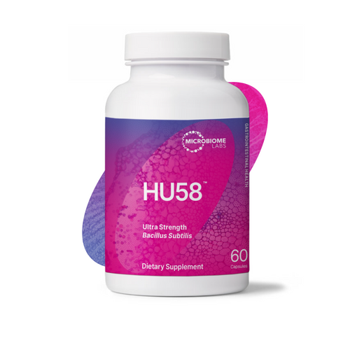 Microbiome Labs HU58 Bacillus Subtilis Probiotics for Women and Men - High Potency Spore Probiotic for Digestive Health & Immune Support - Daily Capsules with 10 Billion CFU (60 Capsules)